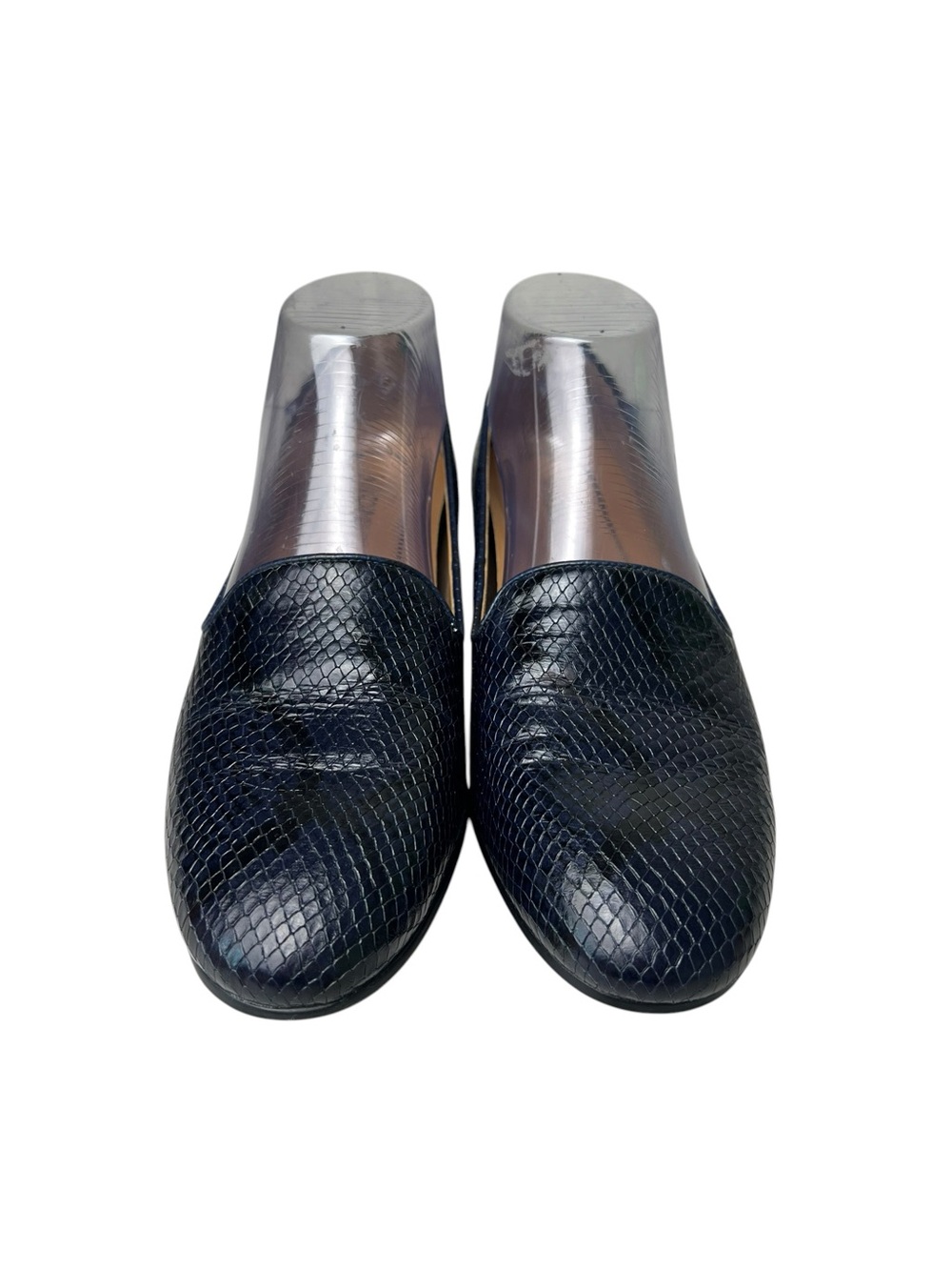 Vionic Willa Boa Snake Skin Embossed Size 7 Blue/Black Womens Slip On Loafers - Picture 2 of 13